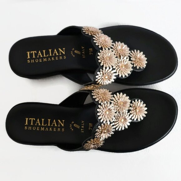 Size 7M - ITALIAN Shoemakers Women's Rona Wedge Thong Sandal - Flip Flops - Picture 1 of 10